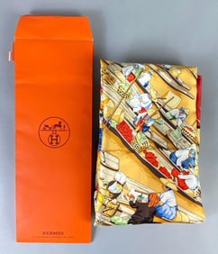 Hermes Designer Marche Flottant Du Lac Inle Silk Scarf