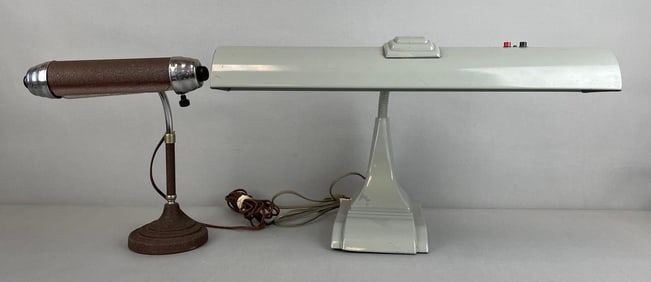Group of 2 Vintage Art Deco Style Desk Lamps