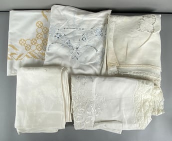 Group of Lace Bedsheets and Tablecloths