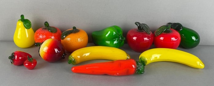 Group of Murano Style Art Glass Fruit