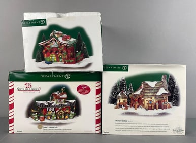 Group of Department 56 Christmas Village Porcelain Buildings