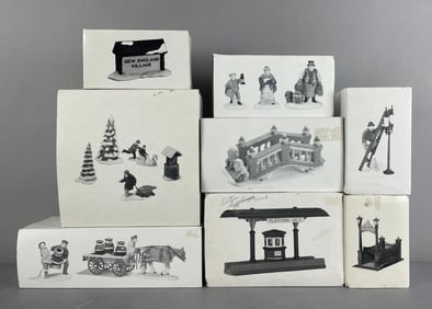 Group of Department 56 Christmas Village Porcelain Accessories