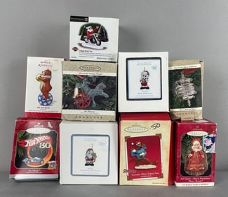 Group of Hallmark Keepsake Christmas Ornaments and More