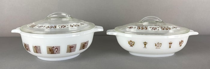 Set of 2 Glasbake Glass Ovenware Casserole Dishes