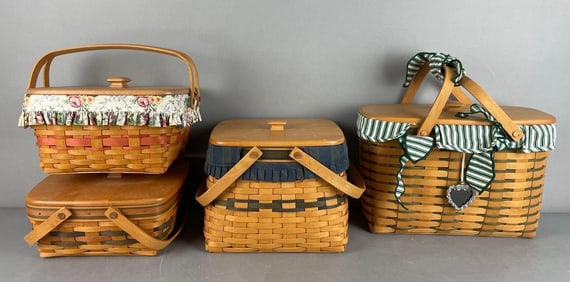 Group of Longaberger Baskets with Lids and Liners