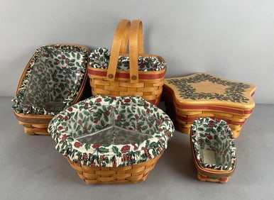 Group of Longaberger Christmas Baskets with Liners