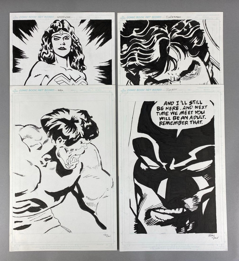 Group of 4 Signed Original Comic Book Artworks