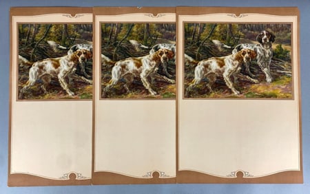 Group of 3 1940s Art Calendar Dog Prints