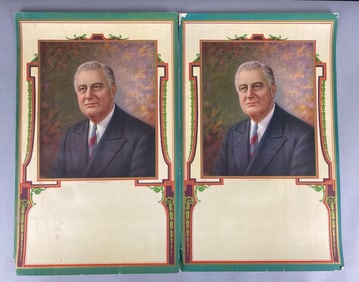 Group of 2 Franklin D Roosevelt Art Calendar Prints