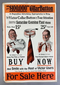 Vintage Victor Collar Button Chicago IL Paper Advertising Sign