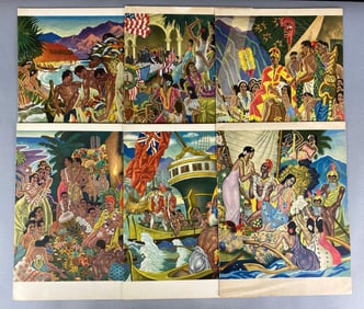 Group of 6 Vintage E Savage SS Lurline Hawaiian Menus