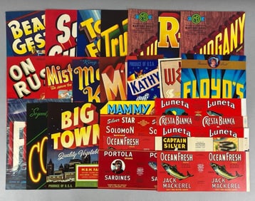 Group of Assorted Food Paper Advertising Labels
