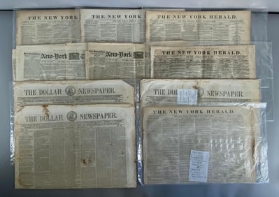 Group of 1840s - 1870s Newspapers