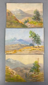 Group of 3 Artist Signed Landscape Oil Paintings On Cardstock