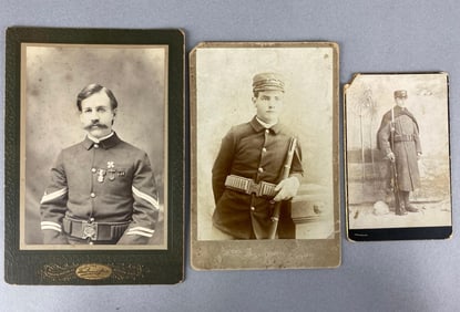Group of 3 Military Men Cabinet Cards