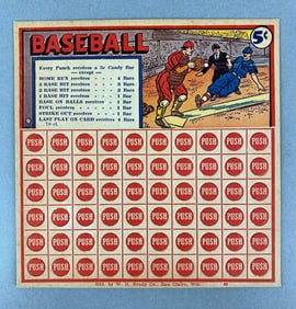 WH Brady Co. 1940s Unpunched Baseball Punched Board