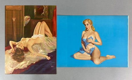 Group of 2 Louis F. Dow Co. Pinup Lithograph Prints