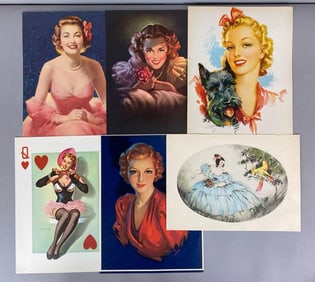 Group of 6 Pinup Lithographs Prints