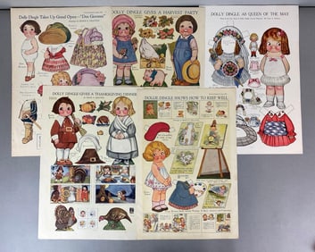 Group of 5 Dolly Dingle Cutout Paper Doll Sheets