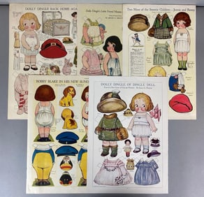Group of 5 Dolly Dingle Cutout Paper Doll Sheets