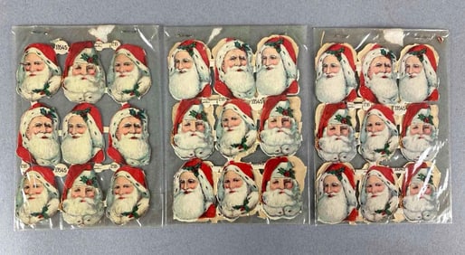 Group of Christmas Santa Claus Die-Cut Scrap Sheets