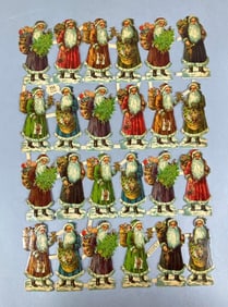 Vintage HS Sheet of Die-Cut Santa Claus Christmas Scrap