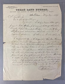 Group of 3 1890 Texas Land Bureau New Orleans Documents