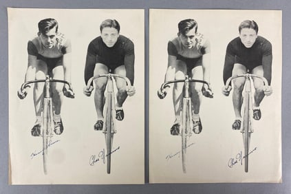 Group of 2 Antique Signed Cyclist Prints