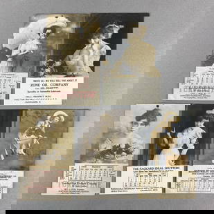 Group of 1900s - 1910s Midwest Advertising Women Calendars: Includes Packard Ideal shutter Kalamazoo Michigan, Carolina Line Products Cleveland Ohio and more, largest measures 5 1/2 x 3 1/4 inches