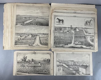 Group of Antique Madison County Illinois Farm Engravings