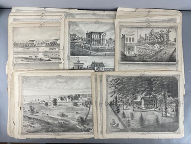 Group of Antique Madison County Illinois Farm Engravings