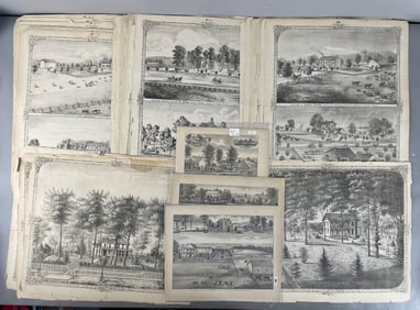 Group of Antique Madison County Illinois Farm Engravings