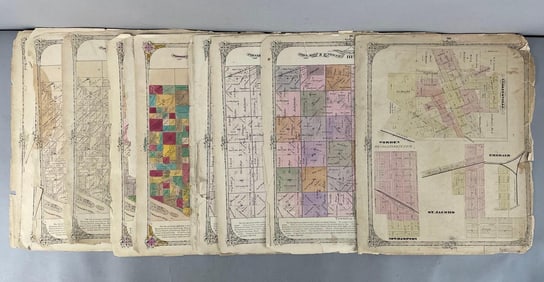 Group of Antique Madison County Illinois Farm Maps