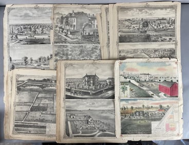 Group of Antique Madison County Illinois Farm Engravings