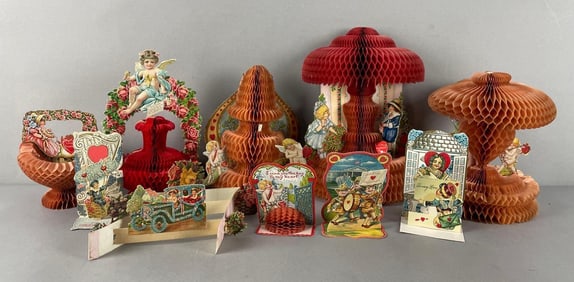 Group of Vintage Honeycomb Pop-Up Valentines
