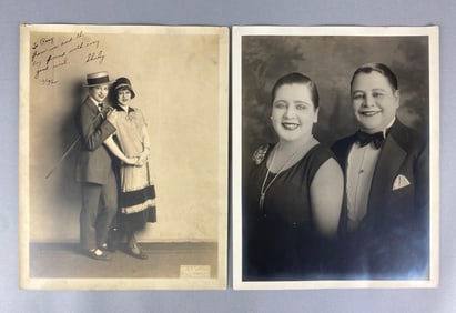 Group of 2 Antique Couple Cast Photographs