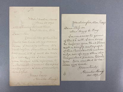 Group of 2 Antique Horatio King Signed Letters: civil war post master general, largest measures 8 x 5 inches
