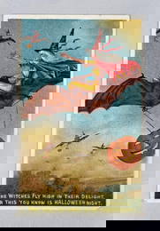 Flying Witch Halloween Postcard