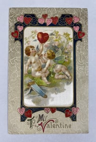 Winsch Silk Cherubs Valentines Day Postcard