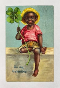 Black Americana Valentines Day Postcard