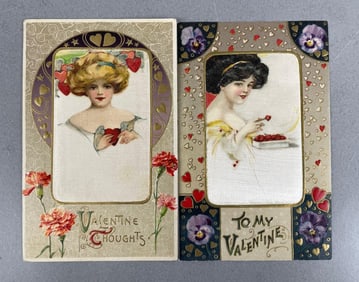 Postcards - 2 Winsch Silk Valentine