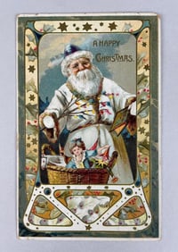 Tuck Santa in White Christmas Postcard