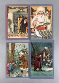 Postcards - 4 Colored Suit Santa