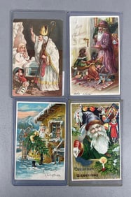 Postcards - 4 Colored Suit Santa