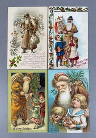 Postcards - 4 Brown Suit Santa