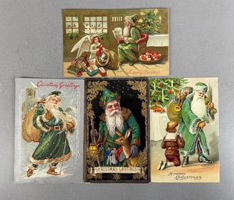 Postcards - 4 Green Suit Santa