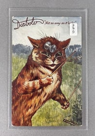 Tuck Louis Wain Signed Diabolo Postcard