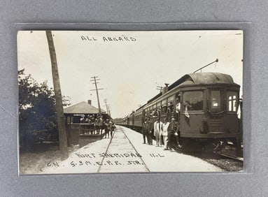 Real Photo Fort Sheridan Illinois Railroad Station Postcard