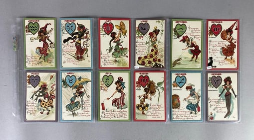 Postcards - 12 Tuck Series 128 Zodiac Dwig