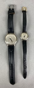 Group of 2 Silver Coin Leather Wristwatches